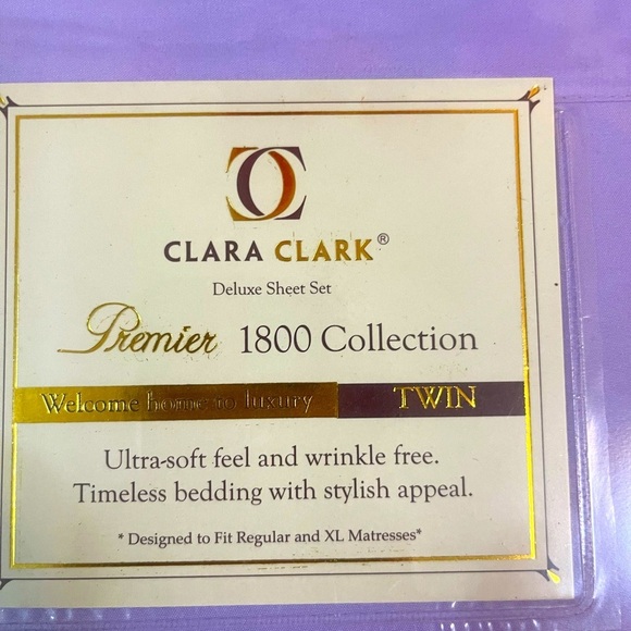 Clara Clark Deluxe Sheet Set Premier 1800 Collection Twin Lilac Microfiber - Picture 2 of 3